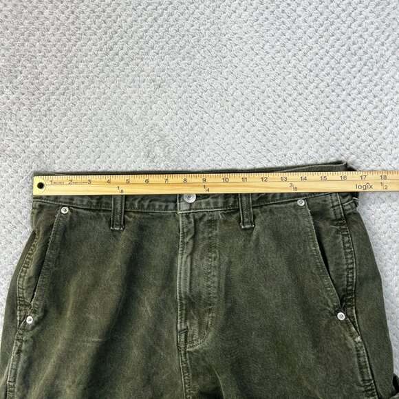 Abercrombie & Fitch Mens Carpenter Pants Olive Authentic Rigid Denim Loose 31x30 - Picture 5 of 13